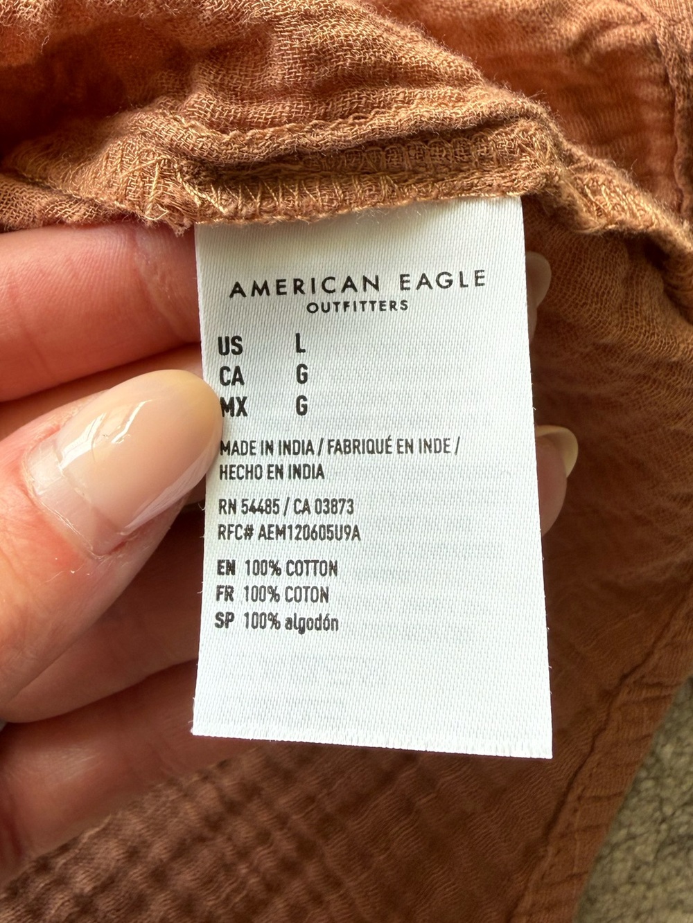 American Eagle Go Big Oversized Gauzy Shirt in Bronze | L - Picture 6 of 8
